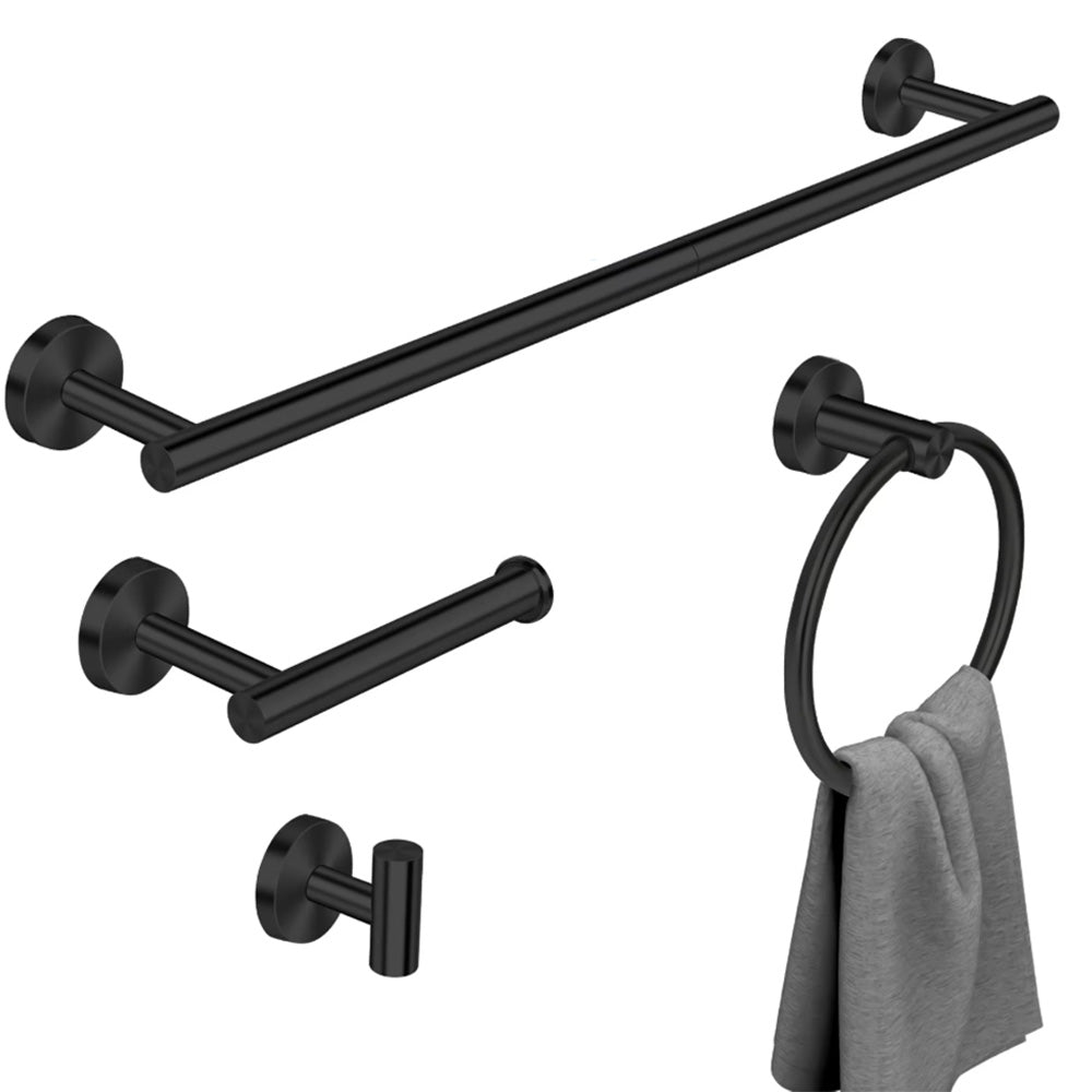 4 Pcs Bathroom Hardware Set Stainless Steel Wall Mounted Accessories-Black