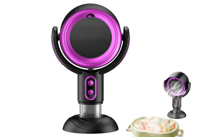 Portable Smoke Purifier Fan Removes Odors Dust Smoke for Cooking and Camping BBQ -BlackPurple
