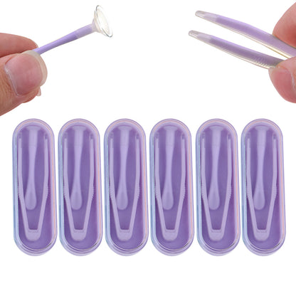6 Pack Contact Lens Tool Kit Tweezers Inserter Remover Travel Case Set-Purple