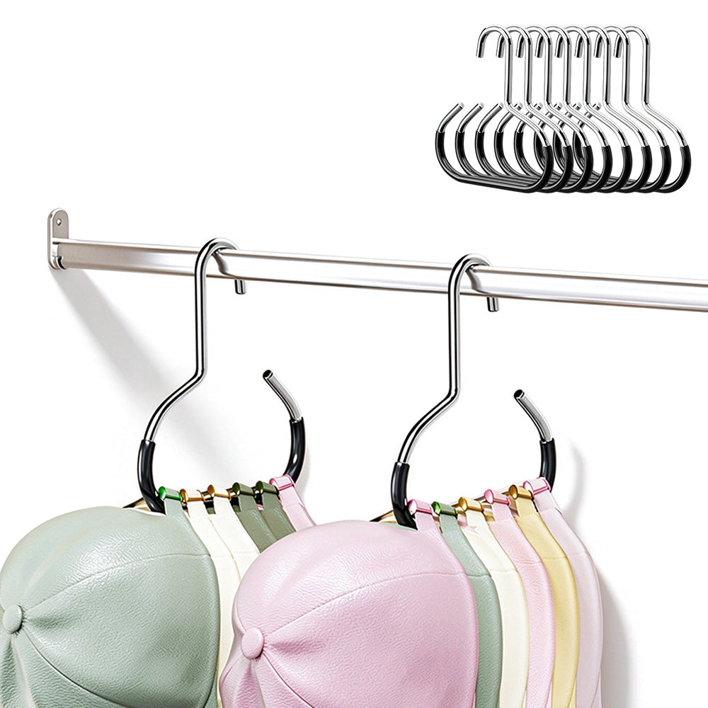 8Pcs Space Saving Hat Hanger Wardrobe Hook Organiser for Caps Belts Scarves Black