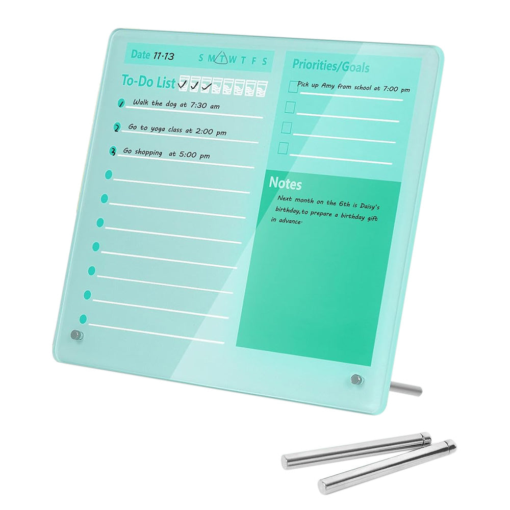 Thick Acrylic Dry Erase Board for Desk Planner with Stand-Green