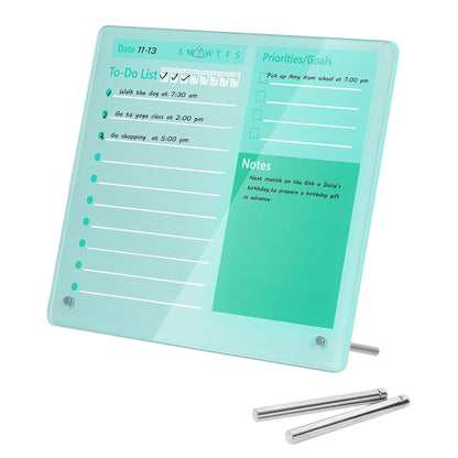 Thick Acrylic Dry Erase Board for Desk Planner with Stand-Green