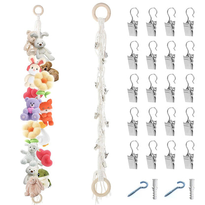200CM Cotton Rope Hanger with 20 Clips for Photos Plush Toys-White