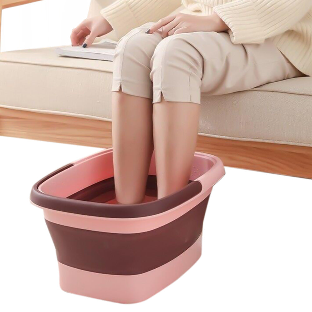 Collapsible Foot Bath Basin for Soaking Feet Foot Tub with Massage Acupoint-Pink