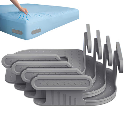 4PCS Invisible Bedsheet Clips Bed Sheet Holders With Lock Strips For Corners-Grey