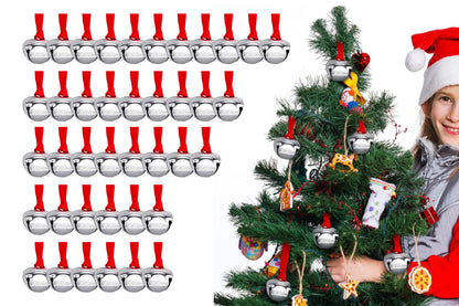 40Pcs Christmas Believe Bell Ornaments Silver Santa Sleigh Bell