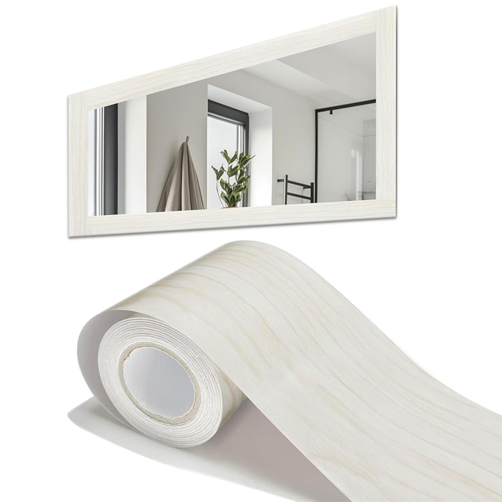 Peel and Stick Wood Grain Border Waterproof Sticker Self Adhesive for Wall-white