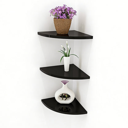 Floating Corner Shelf Set for Wall Storage-Black