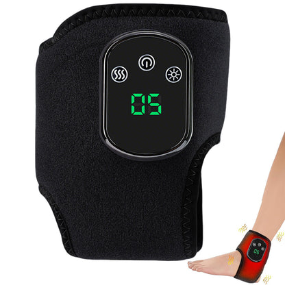 Electric Ankle Massager with Vibration Infrared Heat 5 Settings Rechargeable-black