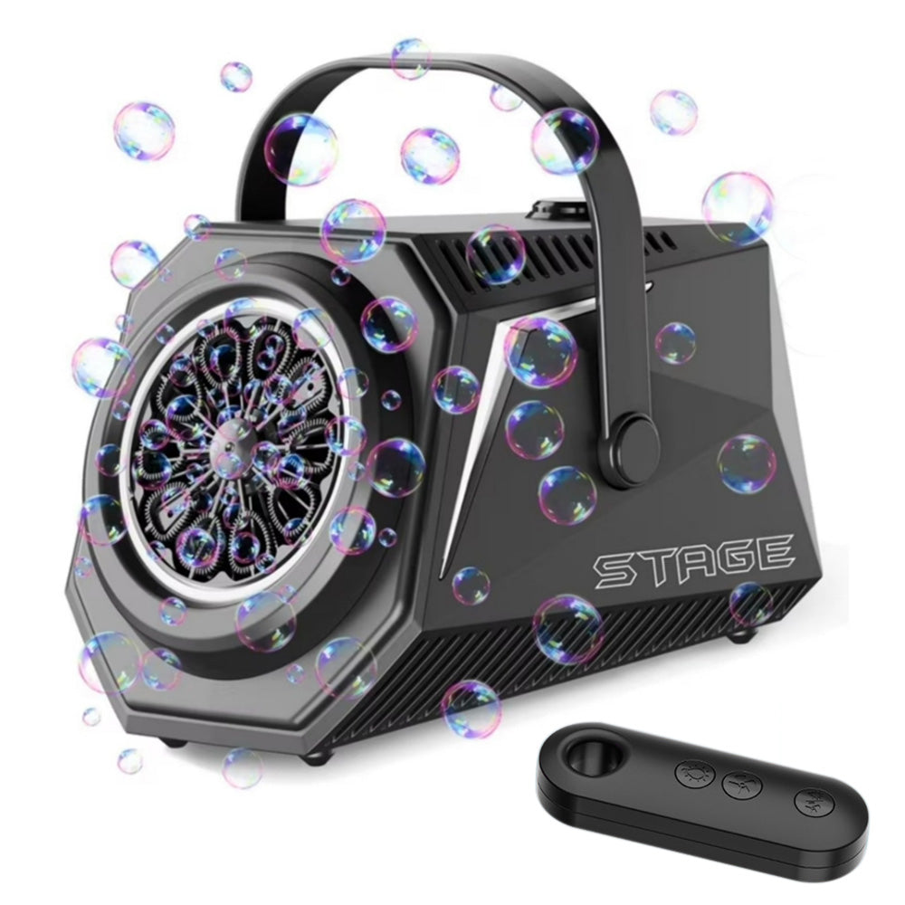 Bubble Machine Automatic Blower Remote Control LED Light for Parties Wedding-Black