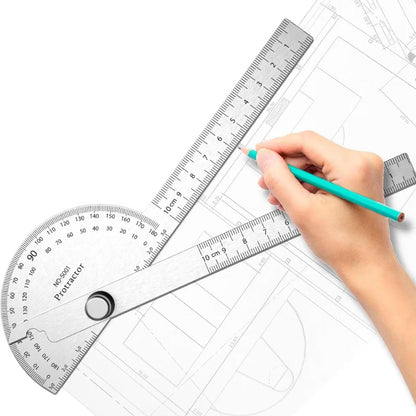 Stainless Steel Angle Protractor 0-180 Degree Gauge for Woodworking-Style 1