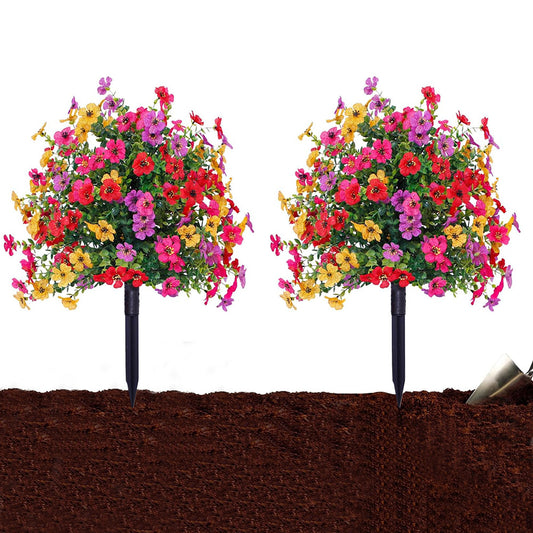 2Pcs Artificial Daisies Potted Plant UV Resistant Fake Flowers for Outdoor Garden Porch