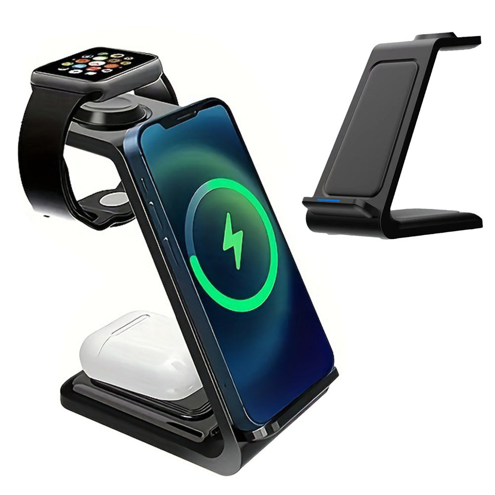 3 in 1 Wireless Charger Dock Charging Station - Black