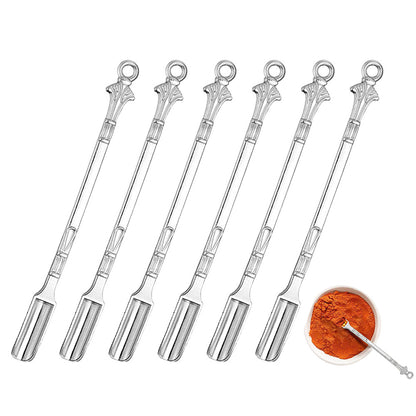 6Pcs Mini Metal Scoop Small Sampling Spoon for Spice Coffee-Silver