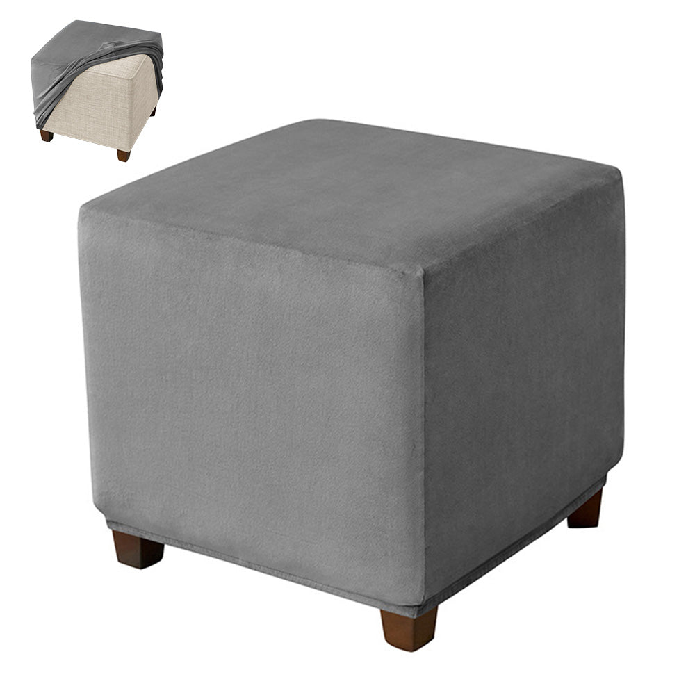 Square Ottoman Cover Stretch Slipcover Footstool Cover Gray M