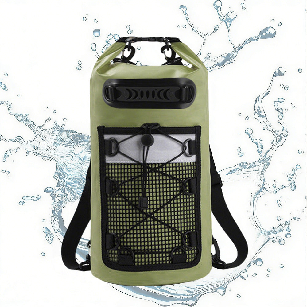 Roll-Top Backpack With Handle Dry Bag Outdoor Bag For Fishing Boating Camping-Green
