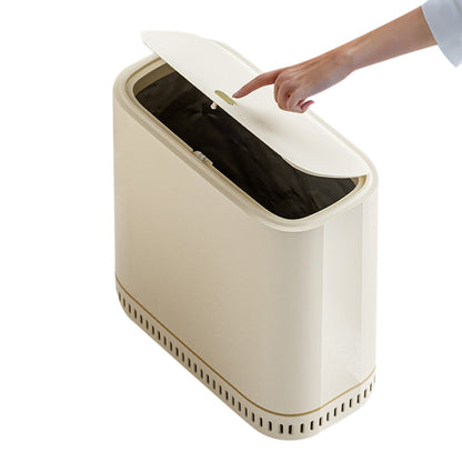 Self-Adsorption Rubbish Bin with Lid Trash Can Trash Bin Beige