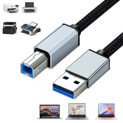 USB to USB 2.0 Printer Cable 1.5m Braided Cord for Scanner