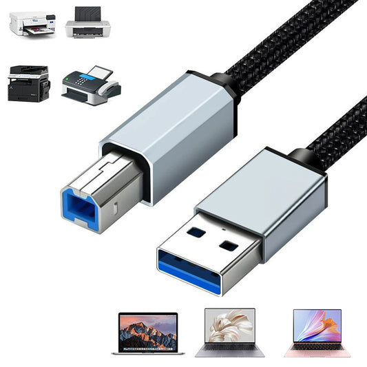 USB to USB 2.0 Printer Cable 1.5m Braided Cord for Scanner