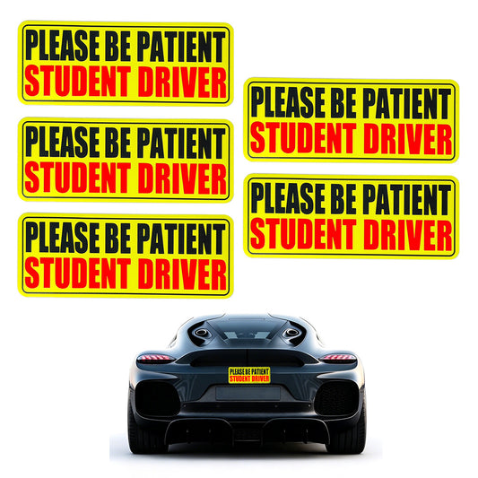 5Pcs Student Driver Sticker Reflective Please Be Patient Car Sticker-Style1