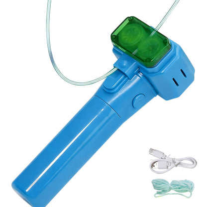 Handheld Double Wheel Rope Launcher Glow In the Dark Lasso Loop Fidget Toy-Blue