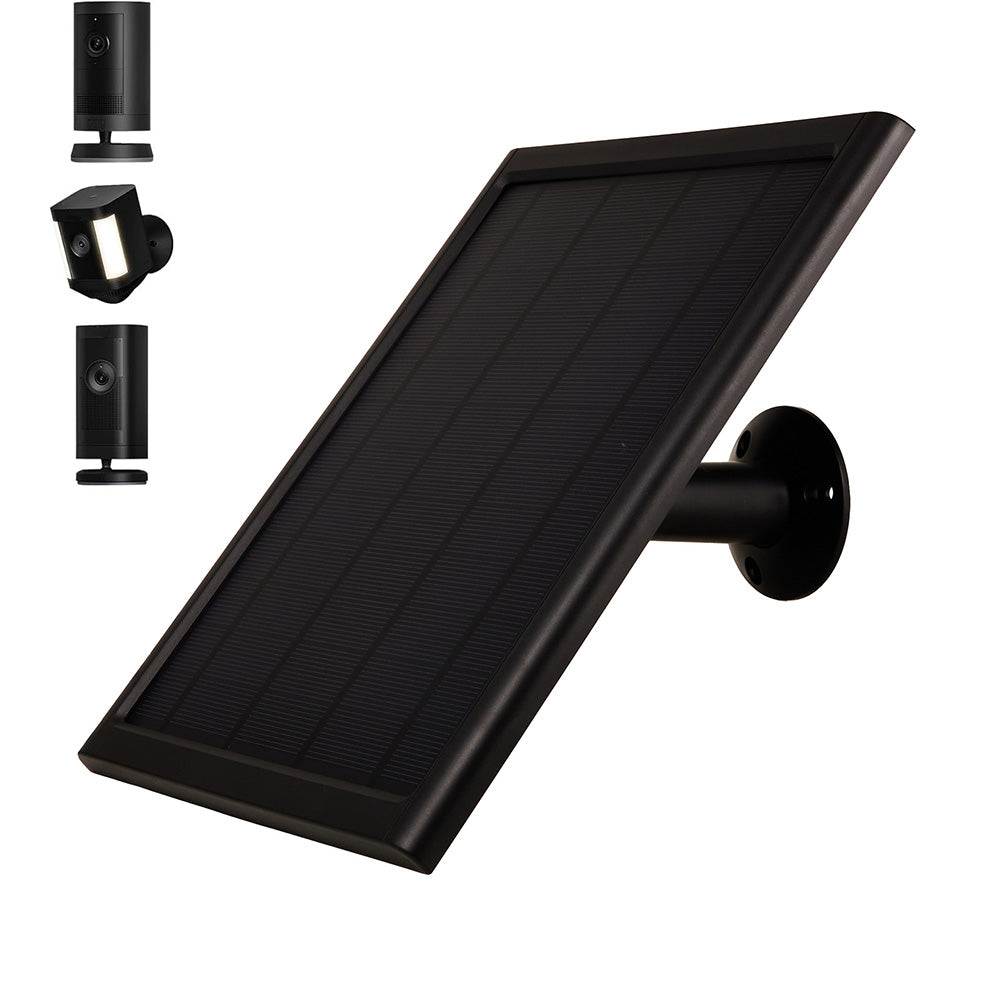 8W Solar Panel Charger Compatible with Ring Stick Up Cam Battery-Black
