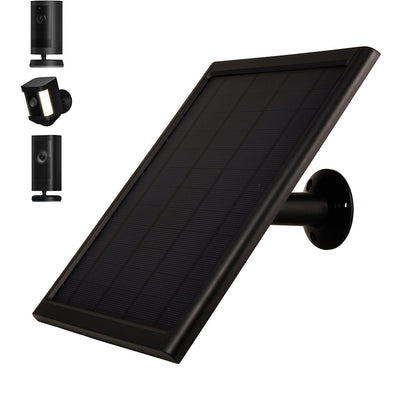 8W Solar Panel Charger Compatible with Ring Stick Up Cam Battery-Black