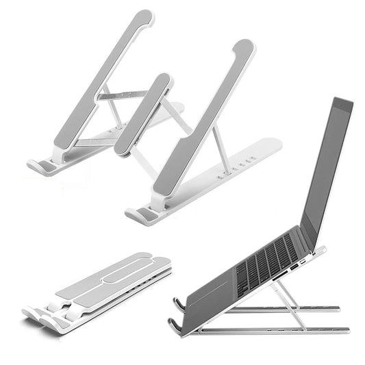 Foldable Aluminum Laptop Stand with Adjustable Height for Desk-White