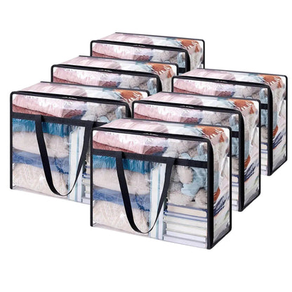 6 Pack Thick Clear Storage Bags with Zipper for Clothes Bedding