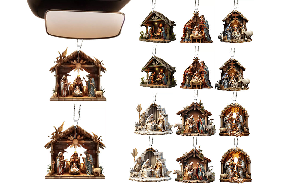 14Pcs 2D Christmas Nativity Scene Ornaments the Birth of Jesus Decor