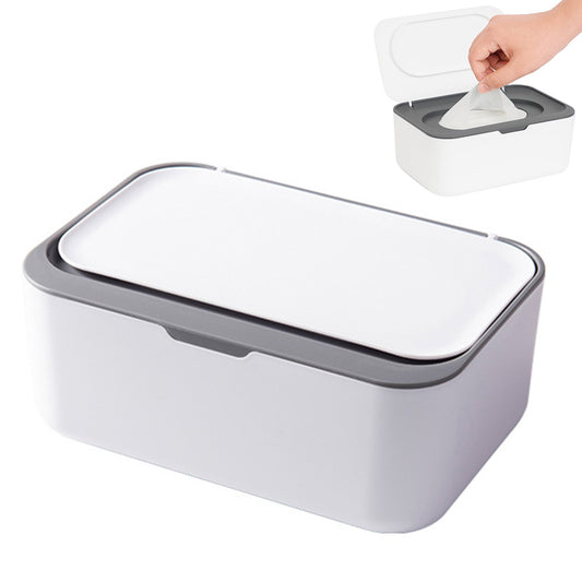 Wipes Dispenser Wipes Tissue Storage Case With Lid Refillable Wipe Holder-Grey