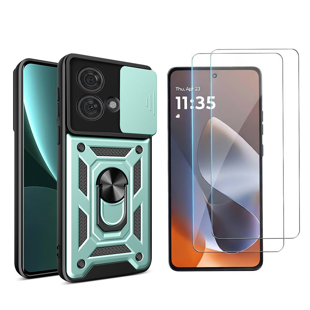 Phone Case Tempered Glass Screen Protector for Moto G86 Power Green