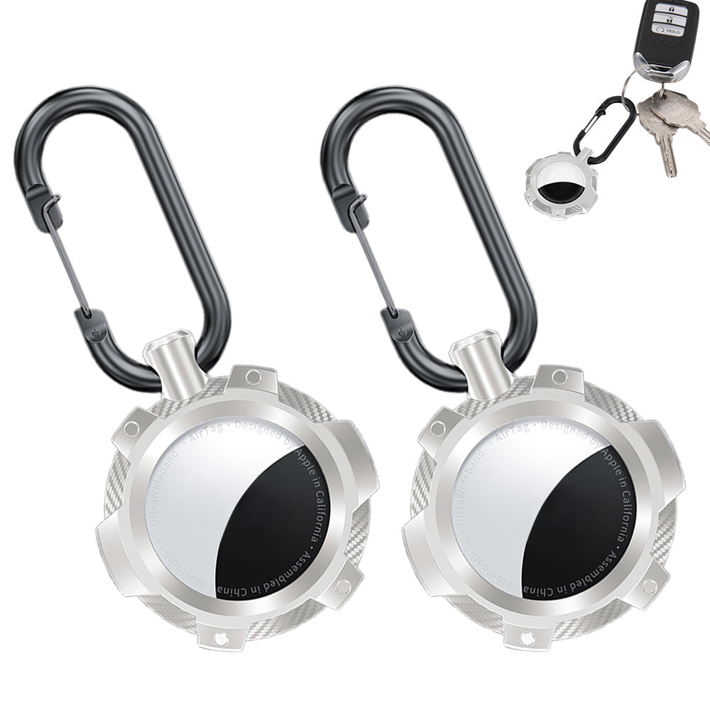2-Pack for Airtag Holder Case with Keychain TPU Shockproof Cover Anti-Scratch Key Chain for AirTag-White