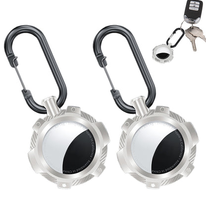 2-Pack for Airtag Holder Case with Keychain TPU Shockproof Cover Anti-Scratch Key Chain for AirTag-White