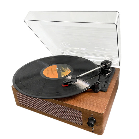 Portable Retro Bluetooth Vintage Vinyl Record Player with Speakers-Coffee
