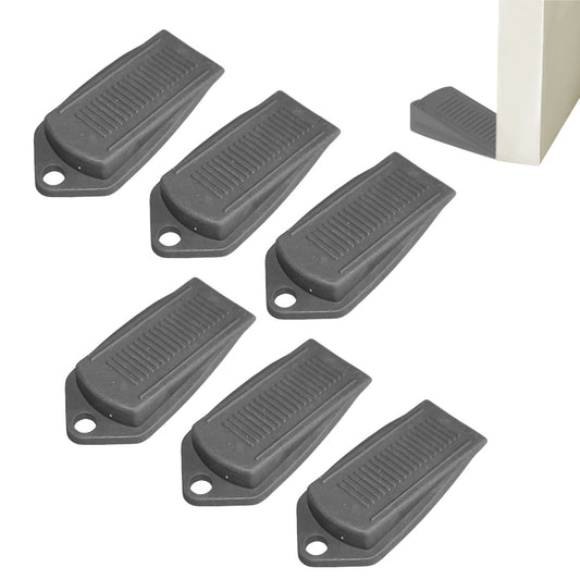 6PCS Door Wedge Stopper Rubber Grip Security Door Stoppers Wall Protector For Home-Grey