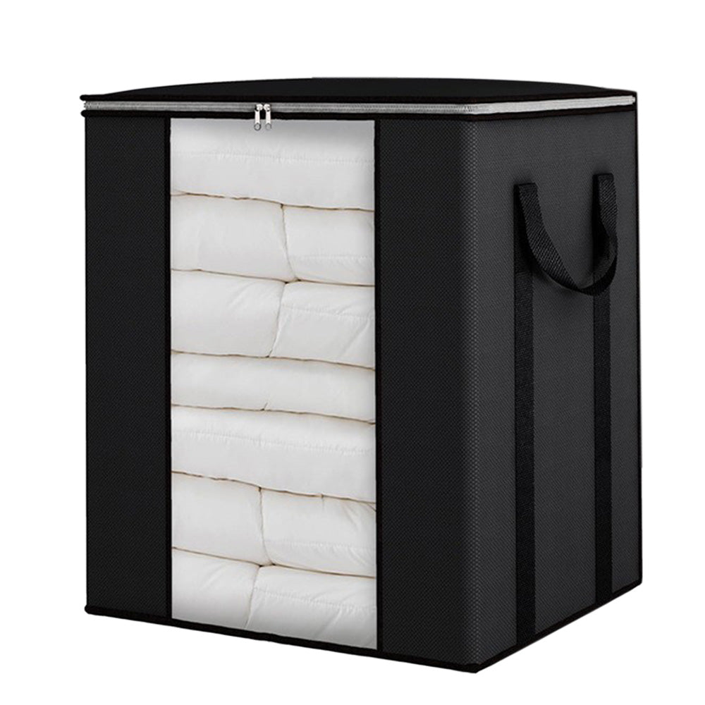 Blanket Storage Bag Extra Large Moving Clothes and Toy Foldable Container 120L-Black