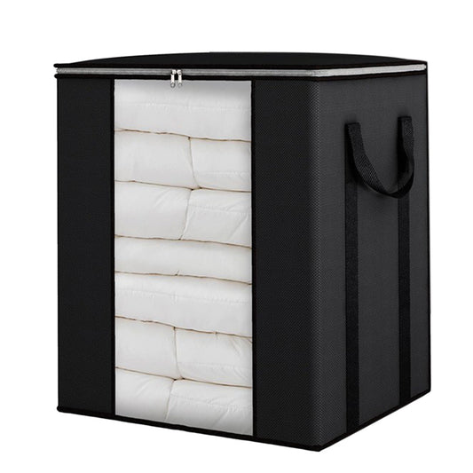 Blanket Storage Bag Extra Large Moving Clothes and Toy Foldable Container 120L-Black
