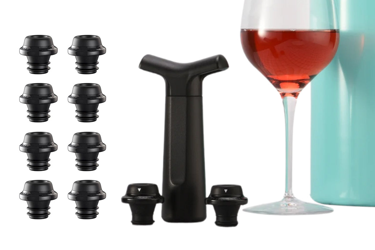 2Pcs Wine Saver Vacuum Pump with 4 Vacuum Wine Stoppers
