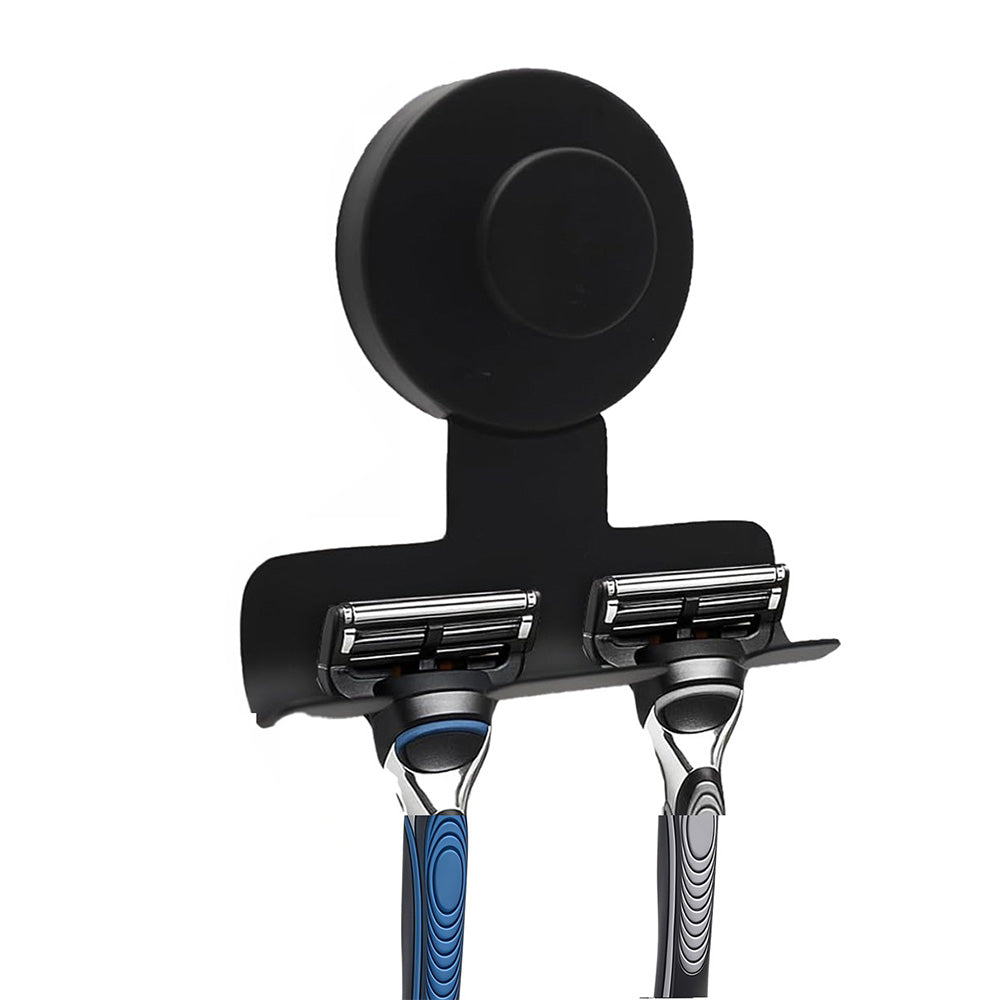 Stainless Steel Suction Cup Razor Holder Wall Mounted Bathroom Shaver Hook-Black