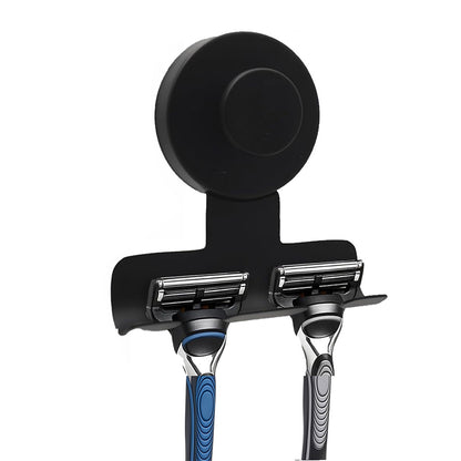 Stainless Steel Suction Cup Razor Holder Wall Mounted Bathroom Shaver Hook-Black