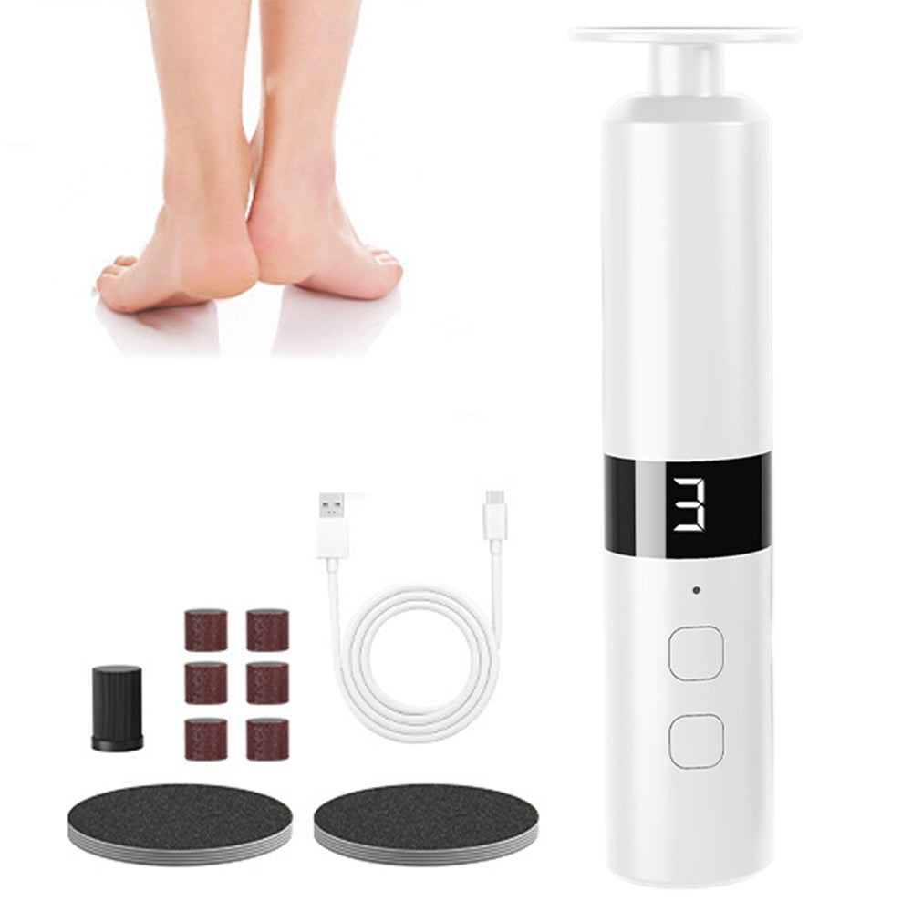2in1 Electric Foot Callus Remover Foot File Nail Grinder Rechargeable Foot Sander Pedicure Tool for Feet Dry Dead Skin-White
