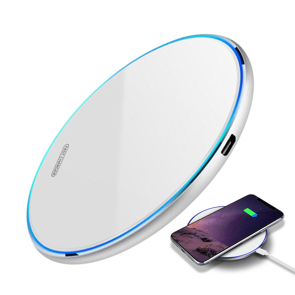 Fast Wireless Charger Pad with Mirror Surface for Phone-White
