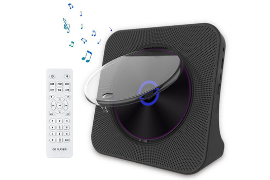 Bluetooth Home CD Player with LED Screen Black