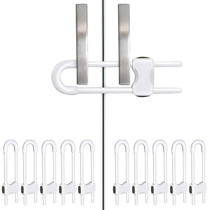 10Pcs Cabinet Locks U-Shaped Drawers Locks for Knob Handle on Door Cupboard -White
