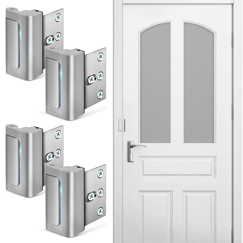 4 Pack Home Security Door Lock Door Reinforcement Lock -Silver