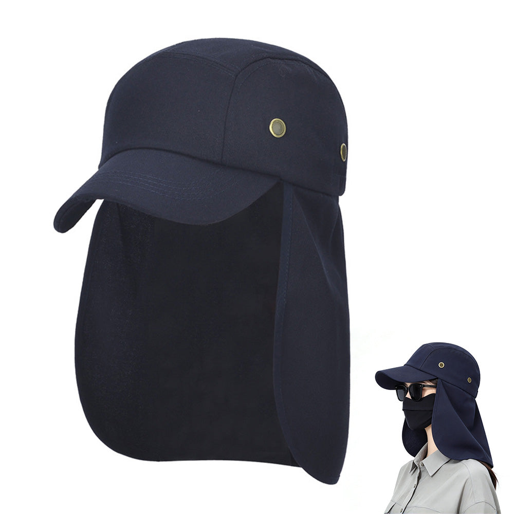 Outdoor Sun Shade Hat with Neck Flap Baseball Cap for Men Women Blue
