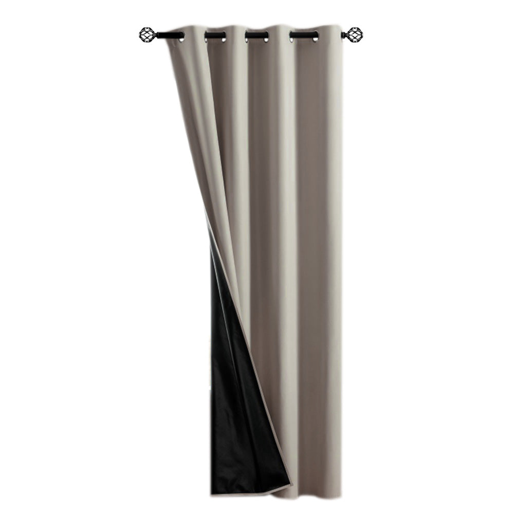 2 Pieces 100 Percent Blackout Curtain Panel - Khaki