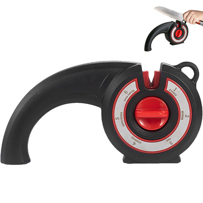 6-in-1 Kitchen Knife Sharpener Multi-Use Rotary Knob for Home Use-Black