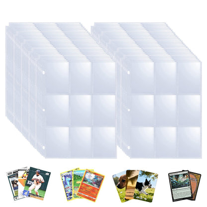 100Pcs 9 Grids Album Baseball Holder Sheets Double Side for Card Sleeves Photos